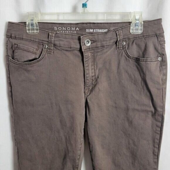 Sonoma Life & Style Pants Slim Straight sz 10 Brown 5 pocket soft cotton EUC - Picture 4 of 12